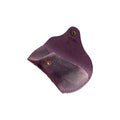Soft Leather Eye Glasses Case in Plum, open, angled top view showing suede interior