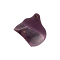 Soft Leather Eye Glasses Case in Plum, open, angled top view showing suede interior
