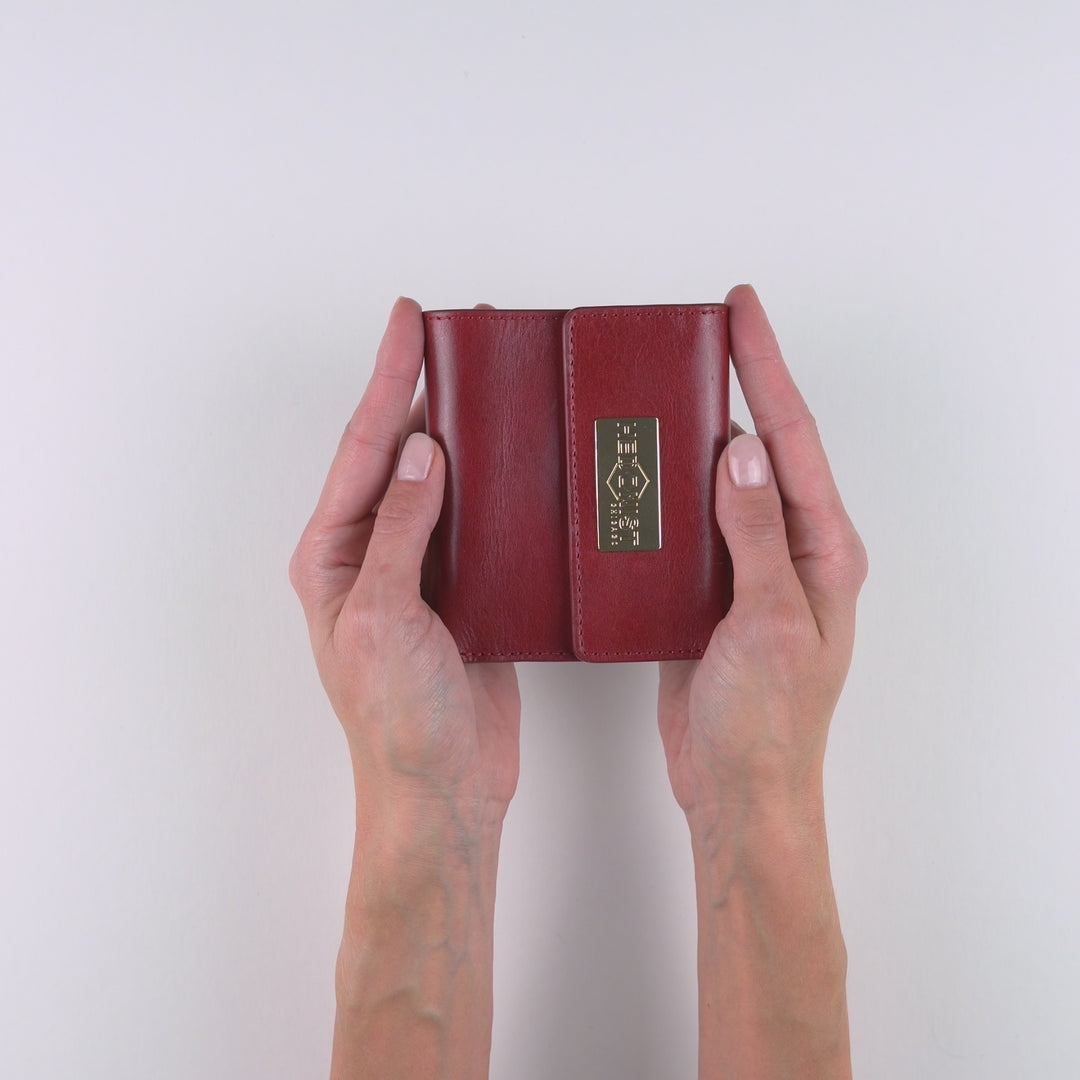 Small Red Leather Wallet for Women