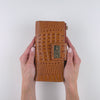 Hedonist Chicago tan passport case in tan, travel cover, full grain leather, angled view