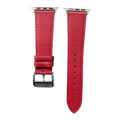 Red leather Apple Watch band, two-piece strap with buckle and holes