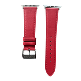Red leather Apple Watch band, two-piece strap with buckle and holes