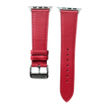 Red leather Apple Watch band, two-piece strap with buckle and holes