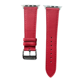Red leather Apple Watch band, two-piece strap with buckle and holes