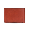 Handmade red brick leather bifold wallet, 4 card slots, back view