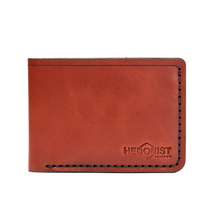Handmade Men's Leather Wallet 4 Card Slots Red Brick | Hedonist Chicago