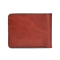 Handmade red brick leather bifold wallet, 6 card slots, back view