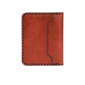 Handmade red brick leather bifold wallet with ID slot, back view