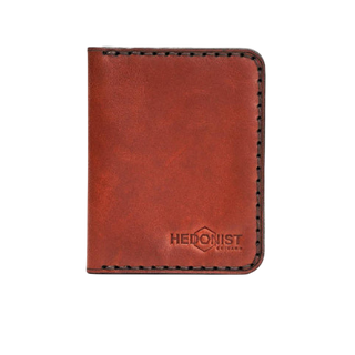 Handmade Leather Men's Wallet ID Slot & 4 Cards Red Brick