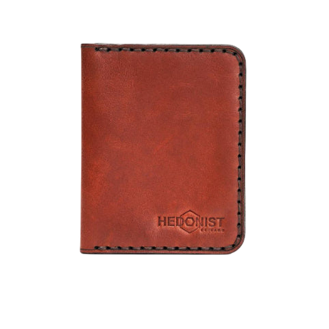 Handmade Leather Men's Wallet ID Slot and 4 Cards Red Brick | Hedonist Chicago