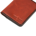 Handmade red brick leather bifold wallet with ID slot, by Hedonist Chicago