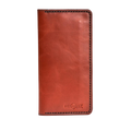 Handmade Long Leather Card Holder 12 Card Slots Red Brick | Hedonist Chicago