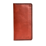 Handmade Long Leather Card Holder 12 Card Slots Red Brick | Hedonist Chicago
