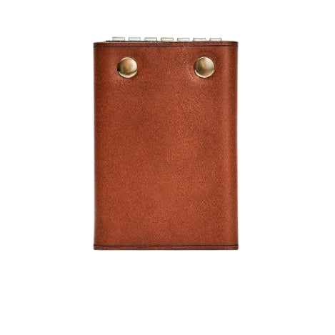 Hedonist Chicago brick key holder in brick, slim profile, full grain leather, angled view