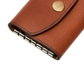 Hedonist Chicago brick key holder in brick, slim profile, full grain leather, close view