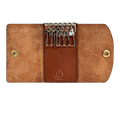 Hedonist Chicago brick key holder in brick, slim profile, full grain leather, detail view