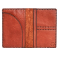 Hedonist Chicago brick passport case in brick, travel cover, full grain leather, detail view