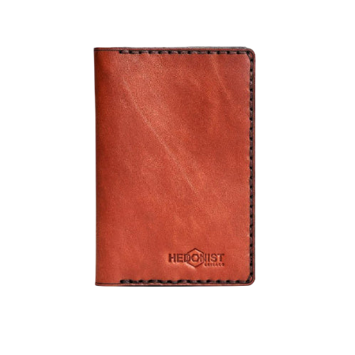 Hedonist Chicago brick passport case in brick, travel cover, full grain leather, product view