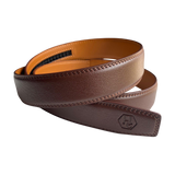 Red brown leather belt strap, 1.38 inch, classic front view
