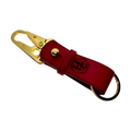 Red and gold leather key chain, full grain leather, front view