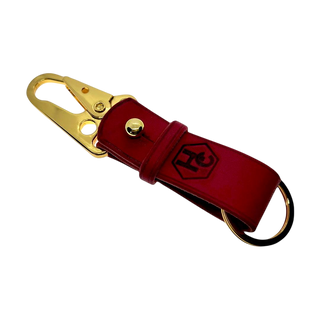 Handmade Leather Key Chain Red/Gold