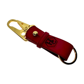 Handmade Leather Key Chain Red/Gold
