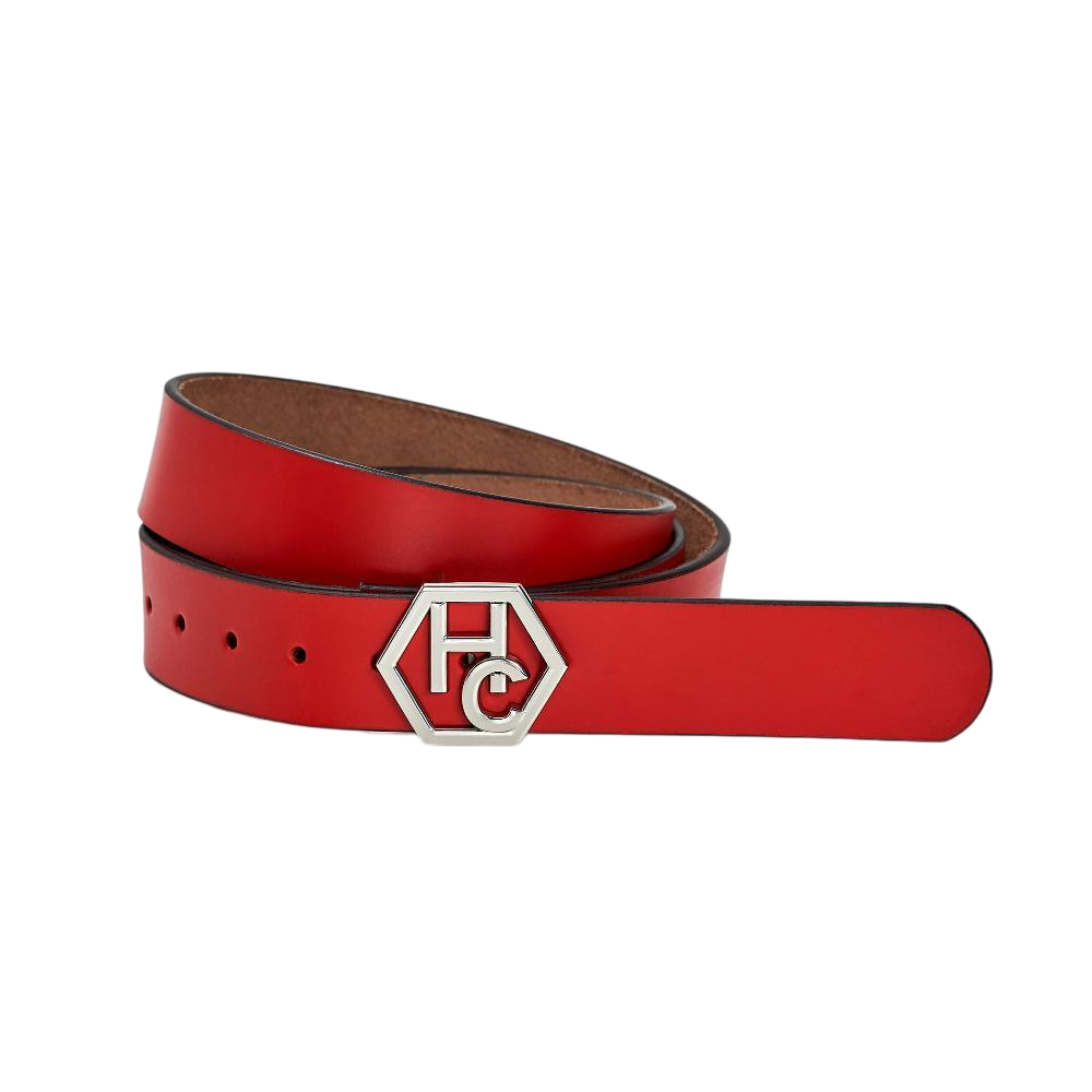 Women's seamless edge leather belt - red - Hedonist Chicago - premium women's leather accessory (1"/1.3")