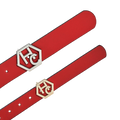 Back view on women's seamless edge leather belt - red - Hedonist Chicago - close-up view (1")