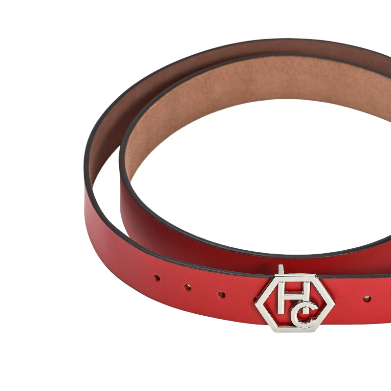 Women's seamless edge leather belt - red - Hedonist Chicago - premium women's leather accessory (1")