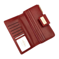 Red leather traveler wallet and Apple Watch band gift set, packaging view