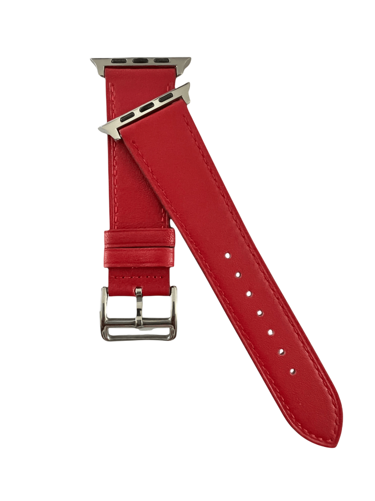 Red leather traveler wallet and Apple Watch band gift set by Hedonist Chicago