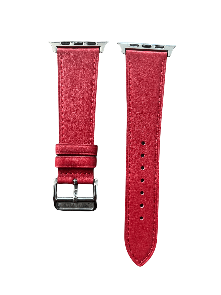 Red leather traveler wallet and Apple Watch band gift set by Hedonist Chicago