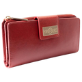 Red leather traveler wallet and Apple Watch band gift set, component detail view