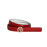 Women's signature detail belt - red - Hedonist Chicago - premium women's leather accessory (1", reversible with white)