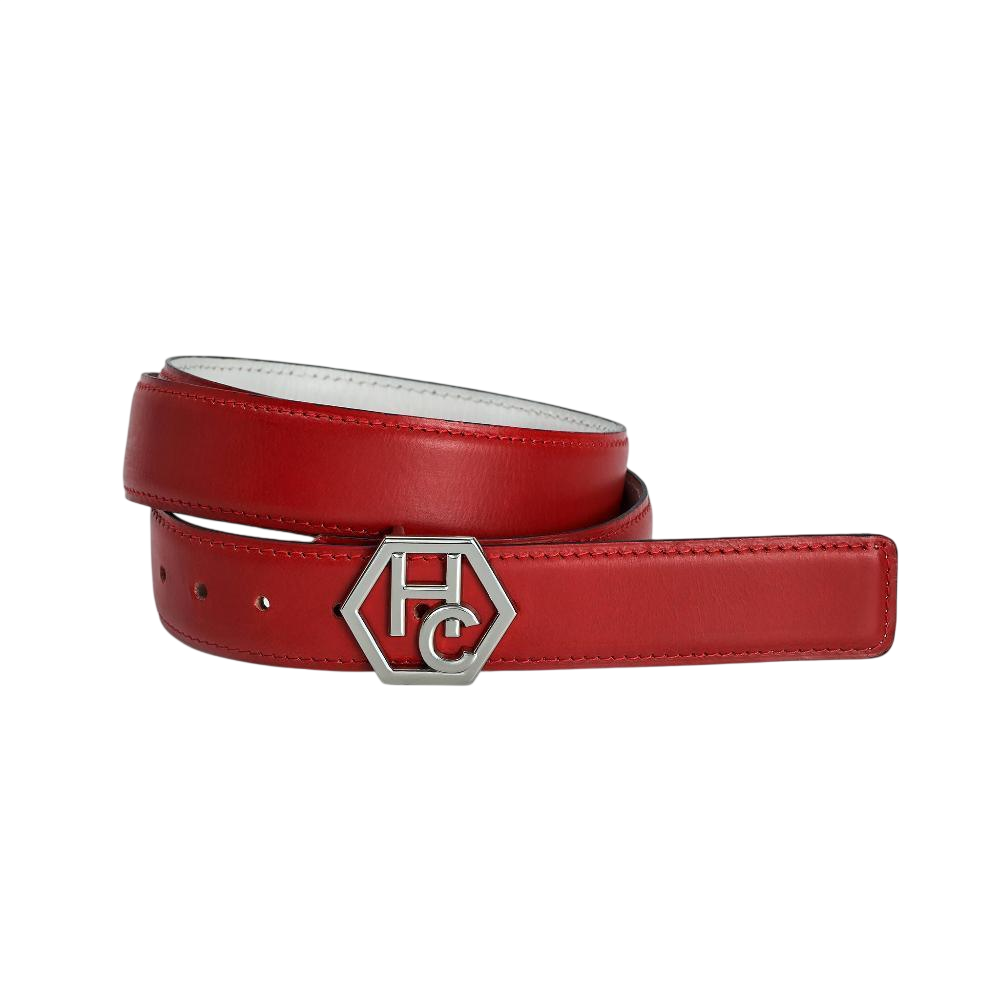 Women's reversible design leather belt - red - Hedonist Chicago - premium women's leather accessory (1"/1.3", reversible with white)