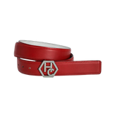 Women's reversible design leather belt - red - Hedonist Chicago - premium women's leather accessory (1"/1.3", reversible with white)