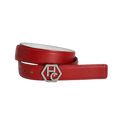 Women's reversible design leather belt - red - Hedonist Chicago - premium women's leather accessory (1"/1.3", reversible with white)