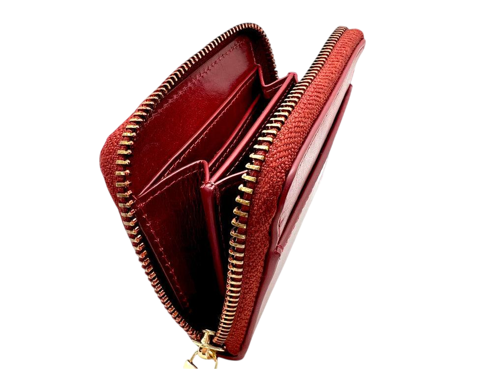 Red leather zip wallet and traveler wallet gift set by Hedonist Chicago