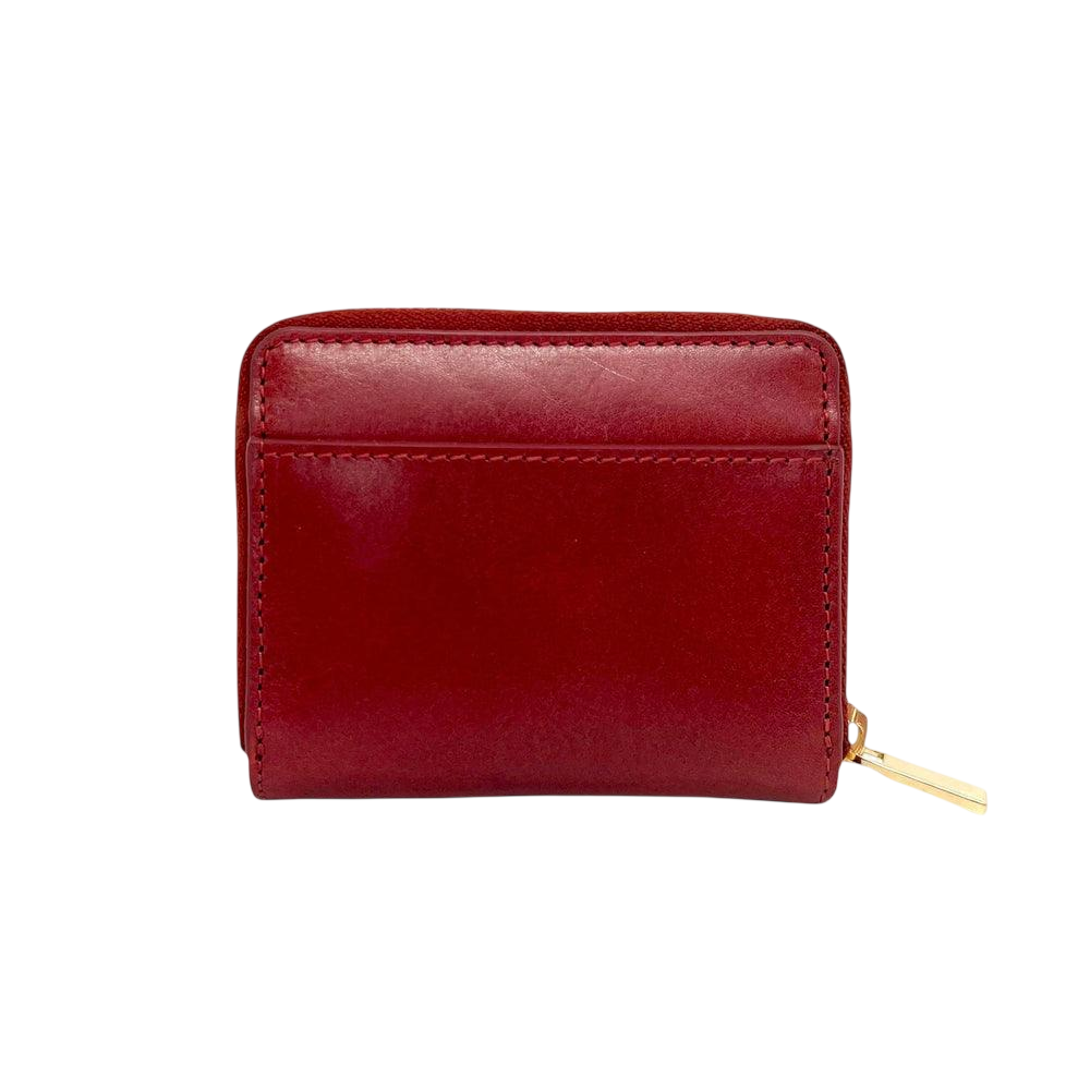 Red leather zip wallet and traveler wallet gift set by Hedonist Chicago