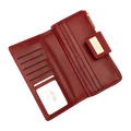 Red leather zip wallet and traveler wallet gift set by Hedonist Chicago