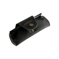 Small Soft Leather Eye Glasses Case in Black Washed, angled view with folded sunglasses tucked inside