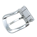 Silver lacquered pin and clip belt buckle, bottom view