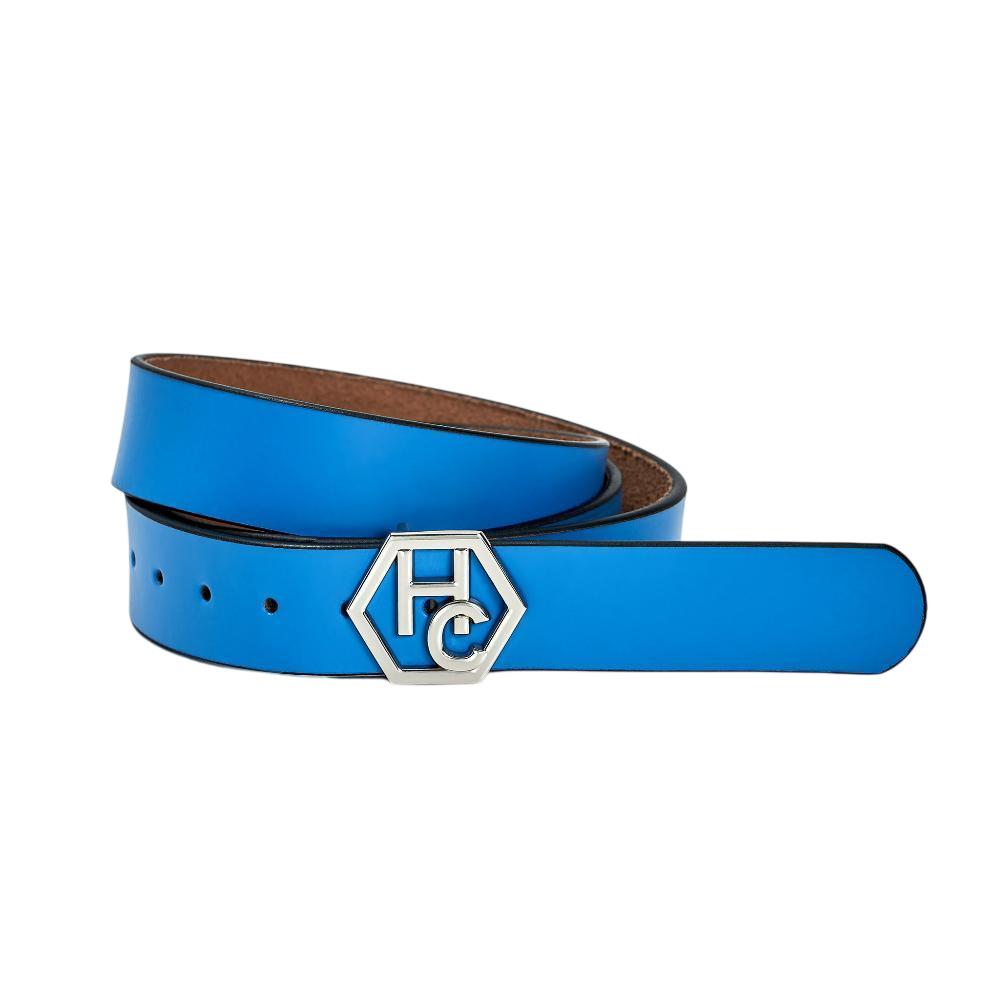 Women's seamless edge leather belt - sky blue - Hedonist Chicago - premium women's leather accessory (1.3")