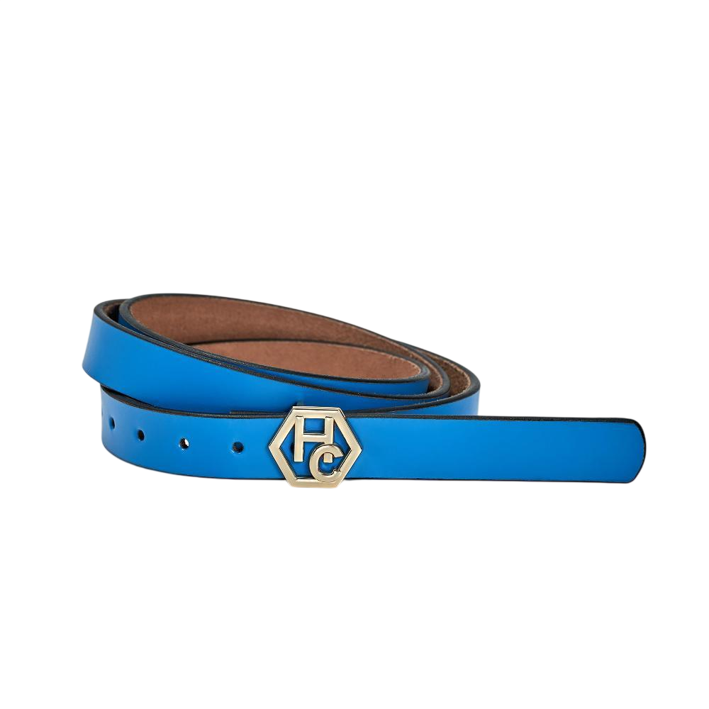 Women's seamless edge leather belt - sky blue - Hedonist Chicago - premium women's leather accessory (1")