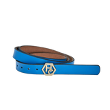 Women's seamless edge leather belt - sky blue - Hedonist Chicago - premium women's leather accessory (1")