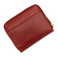 Small red zip-around leather wallet for women, slip pocket detail