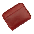 Small red zip-around leather wallet for women, slip pocket detail