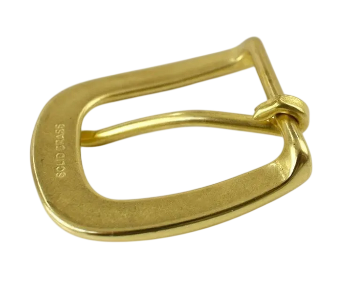 Small solid brass belt buckle, side view
