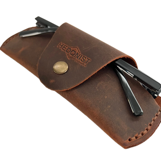 Small Soft Leather Eye Glasses Case Brown