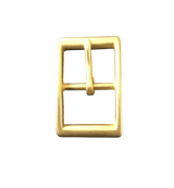 Solid brass gold belt buckle, front view